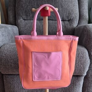 Liz Claiborne NY Tote Bag Orange Pink Color